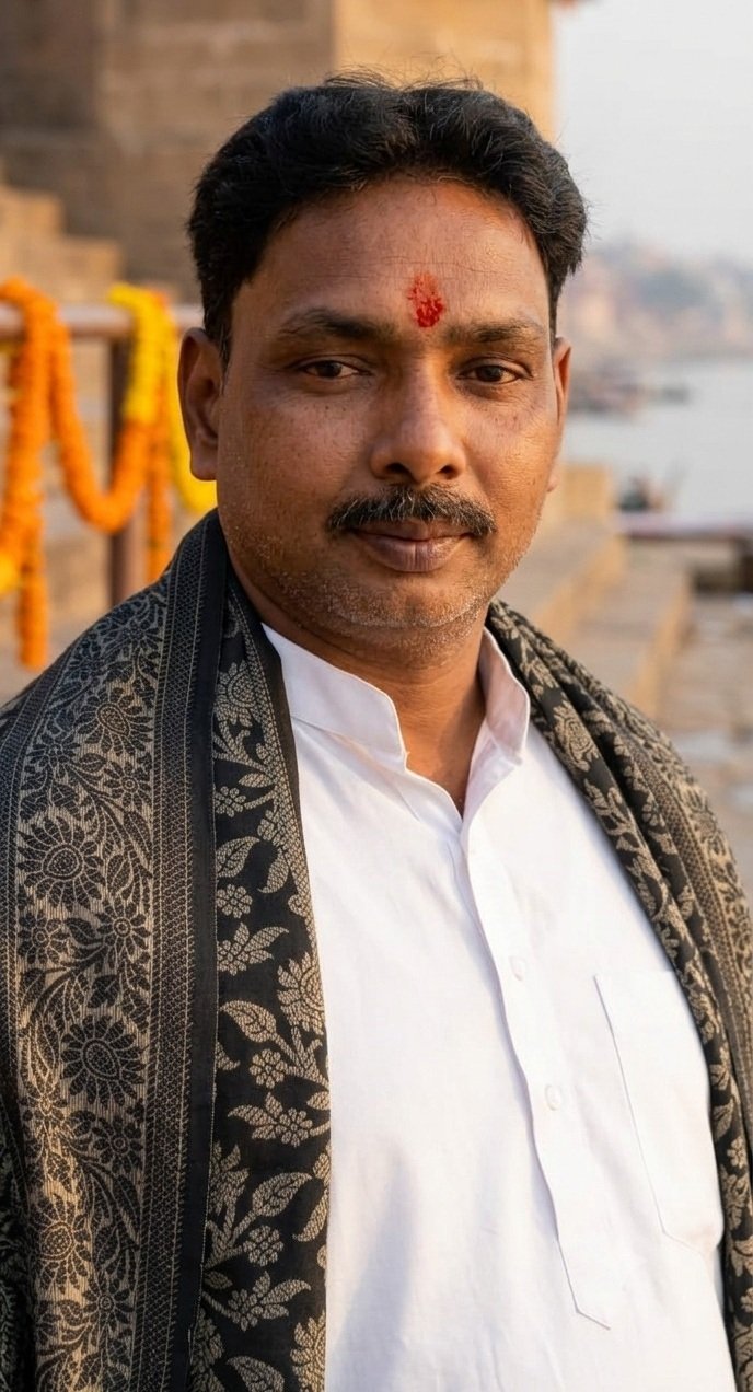 Portrait of Acharya Sudhir Pandey, Founder and Head Priest